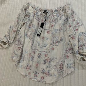 NWT BCBG off the shoulder floral blouse